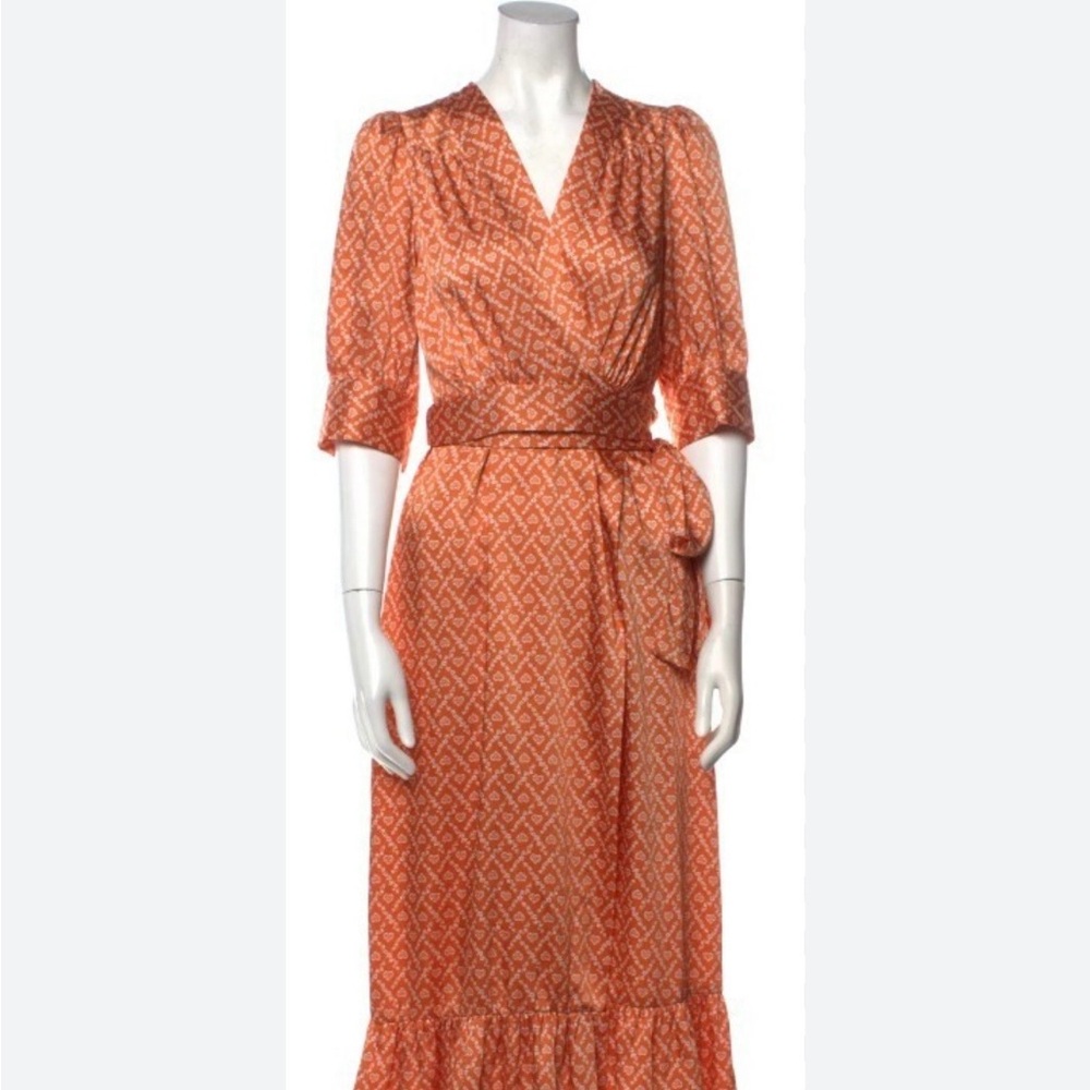 SANDRO ENRIKA PUFF SLEEVE WRAP DRESS LFR38 MADE IN TUNISIA.